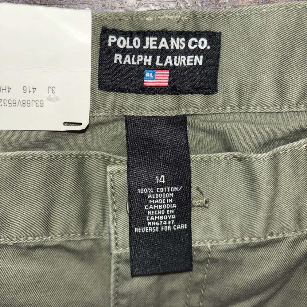 Polo Jeans Co. Ralph Lauren 5 Pocket Jean Size 14 Inseam 27.5” olive green - Picture 8 of 9